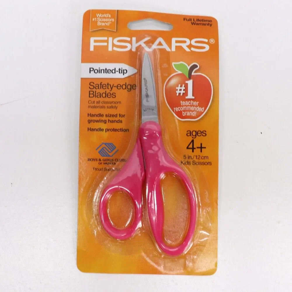 3x Fiskars Kids School Scissors Pink Pointed Tip For Both Left And Right Handed
